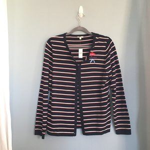 NWT Talbots Striped Indigo Je t'aime Cardigan